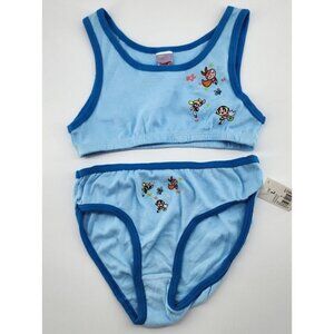 NEW Vtg 2000 Y2K Powerpuff Girls 2 Piece Set Crop Top Bra & Panty Set Girls Sz L